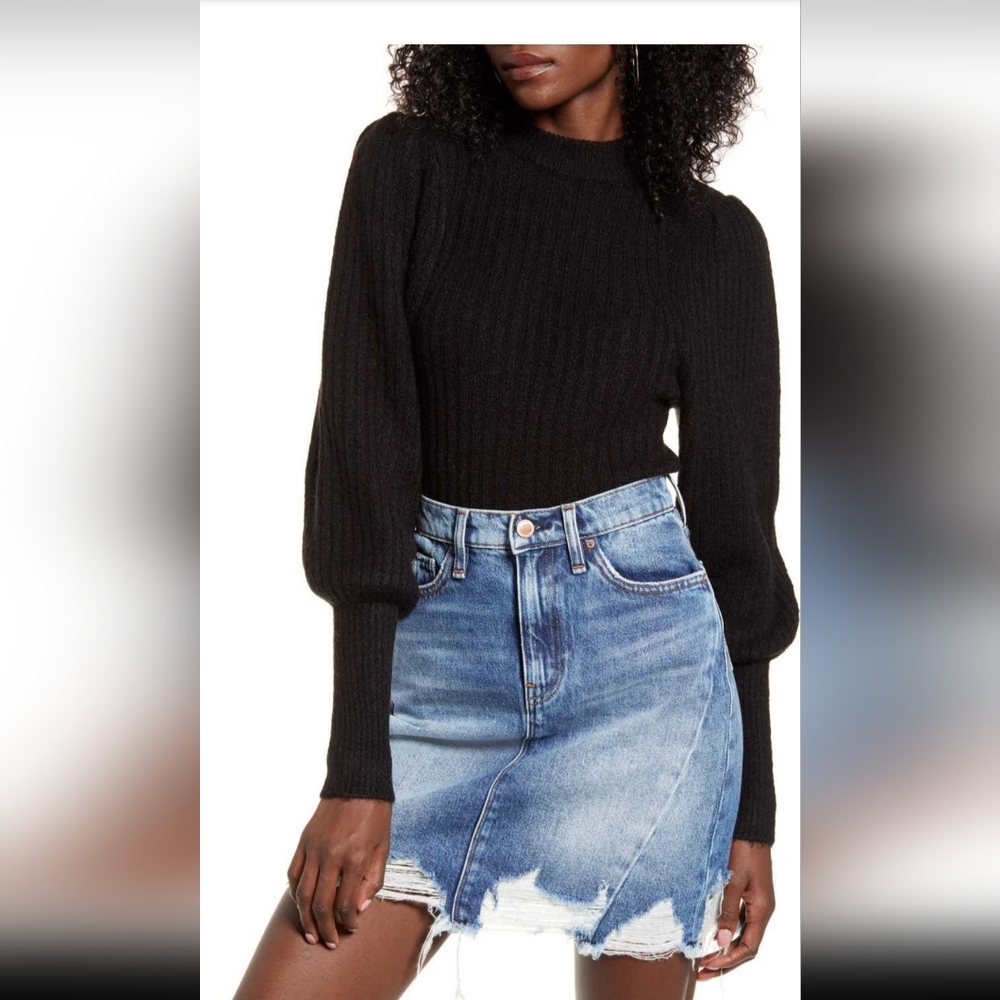 Leith Black Juliet sleeve sweater XS